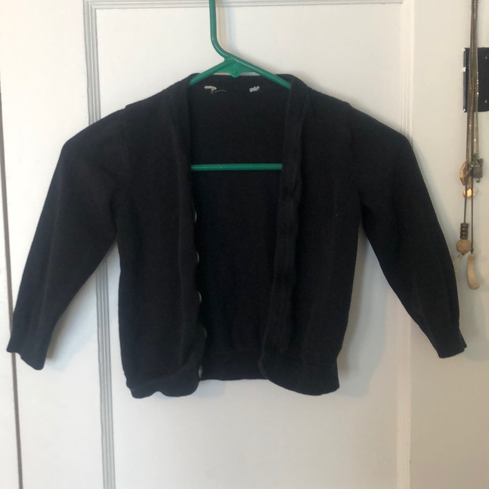 H&M 2T/3T Cardigan Black Gray Elbow Patches